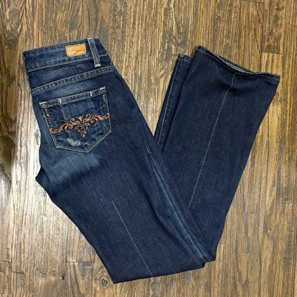 PAIGE  Laurel Canyon womens 25x31  Dark Blue Boot Cut Jeans